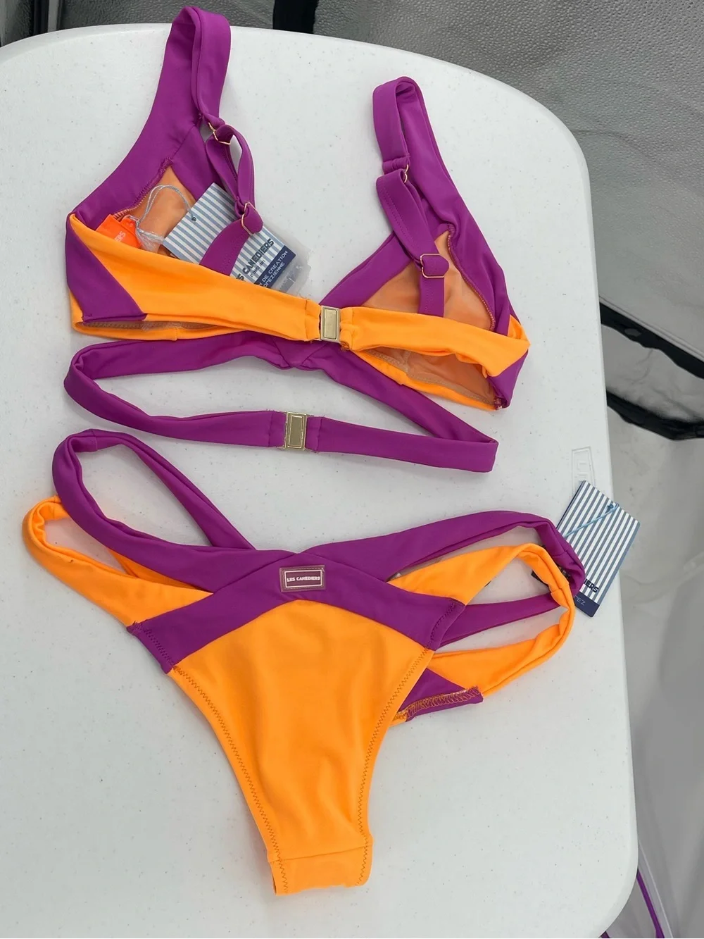 Les Canebiers NWT purple orange 2 piece swimsuit bikini